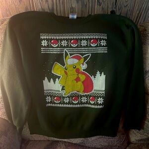 Pikachu Christmas Sweater Print Medium Crewneck